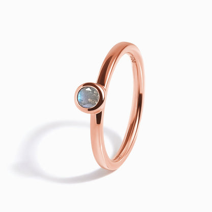 Labradorite Ring - Luna - rose gold detail
