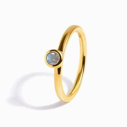 Labradorite Ring - Luna - gold detail