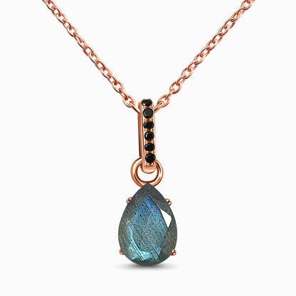 Labradorite Black Spinel Necklace - Sway - rose gold