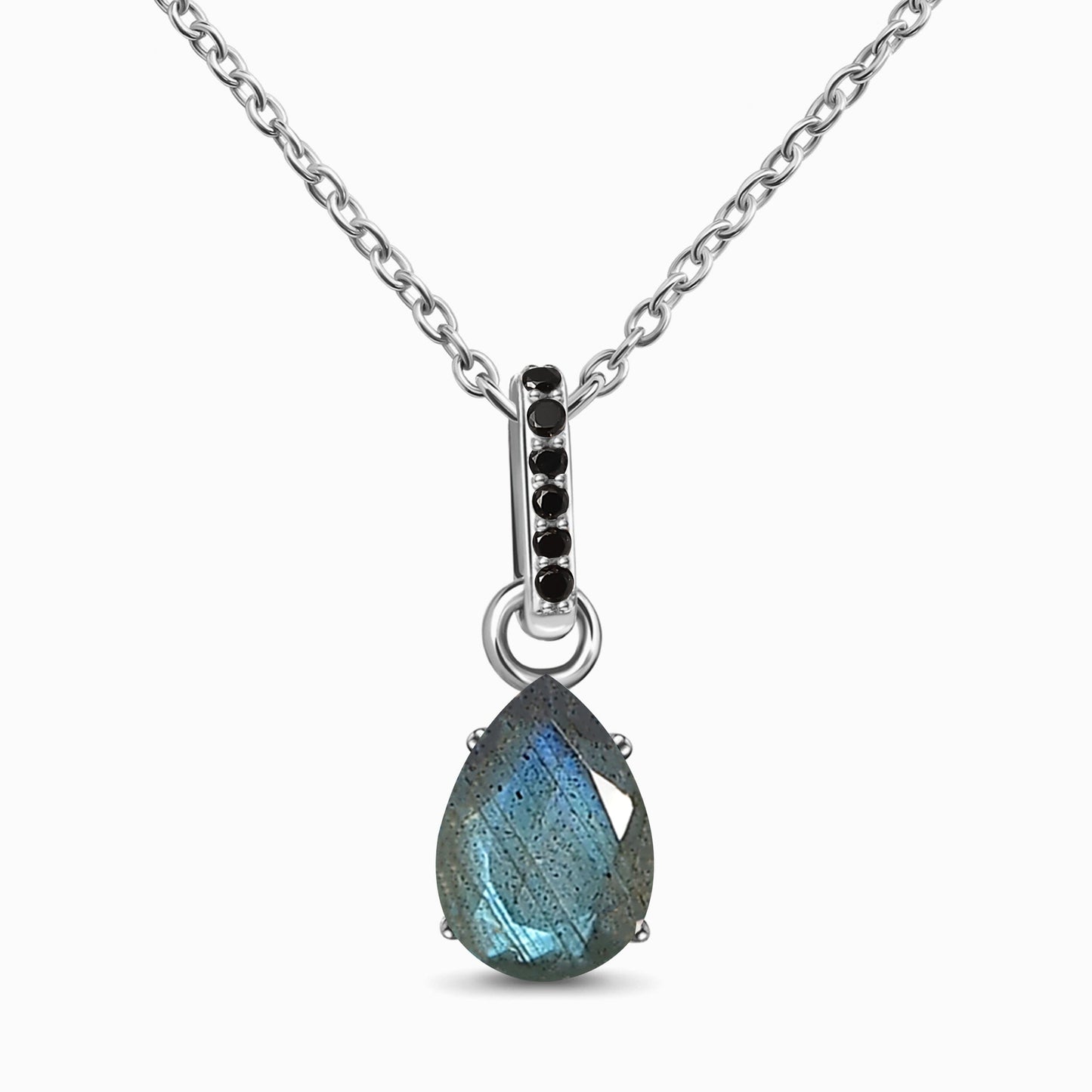 Labradorite Black Spinel Necklace - Sway - silver