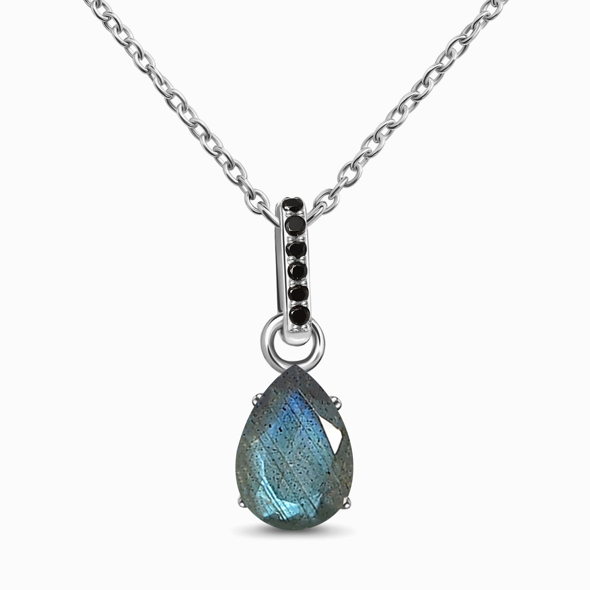 Labradorite Black Spinel Necklace - Sway - silver