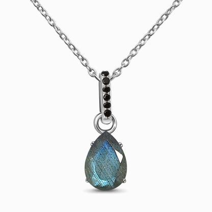 Labradorite Black Spinel Necklace - Sway - silver