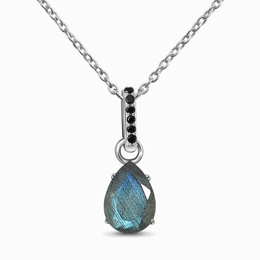 Labradorite Black Spinel Necklace - Sway - silver