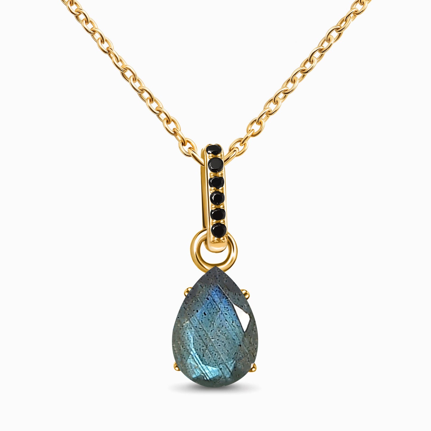 Labradorite Black Spinel Necklace - Sway - gold