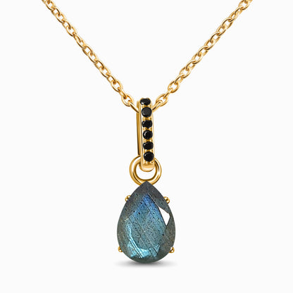 Labradorite Black Spinel Necklace - Sway - gold