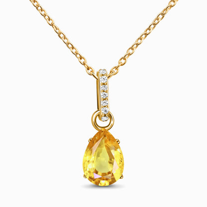Fine Citrine Lab Diamond Necklace Sway - yellow gold
