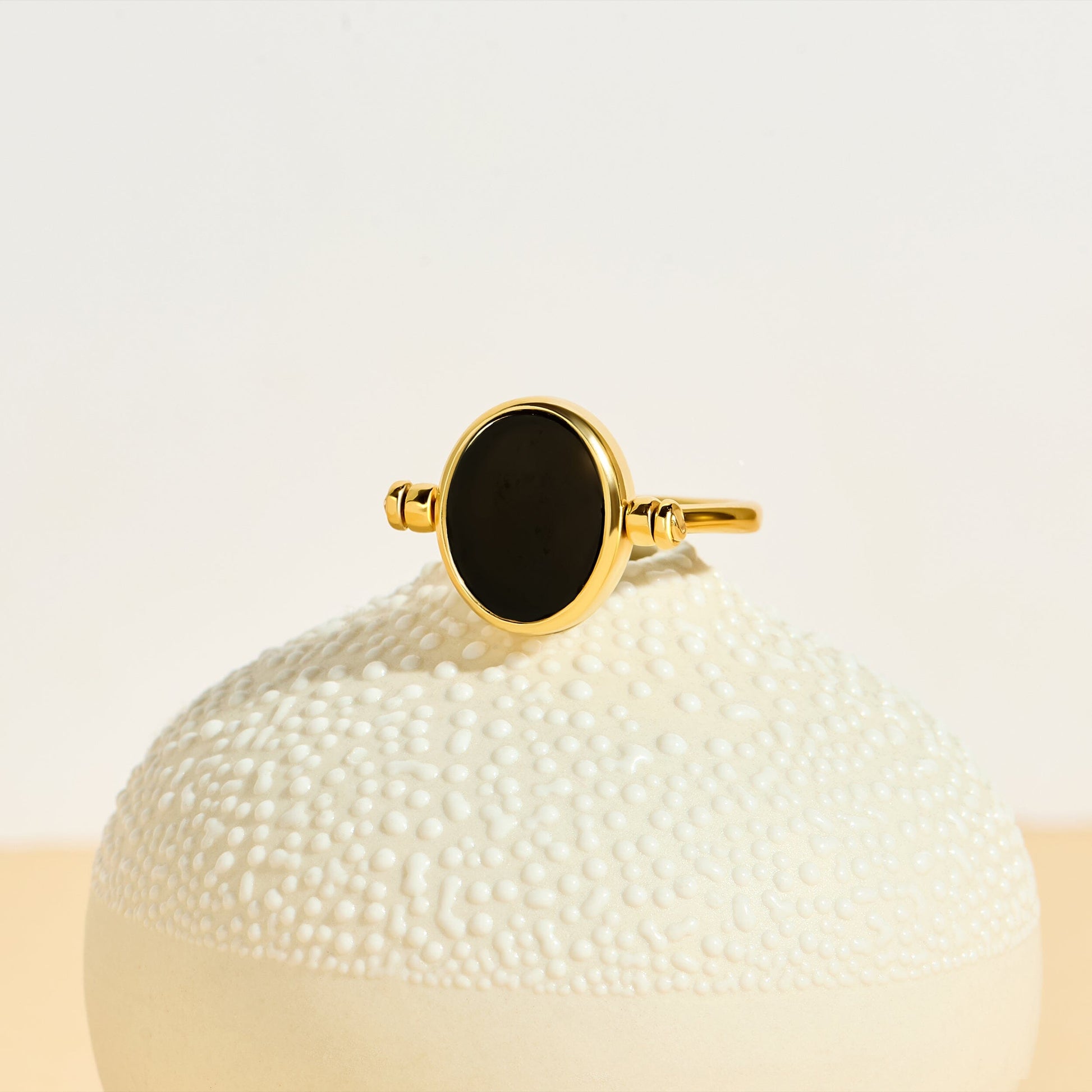 Black Onyx Mother of Pearl Fidget Ring - flatlay
