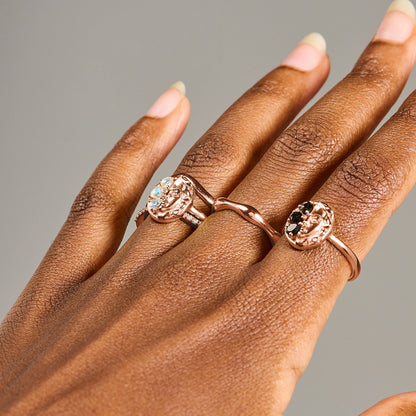 Moonstone Ring - Goddess - rose gold worn