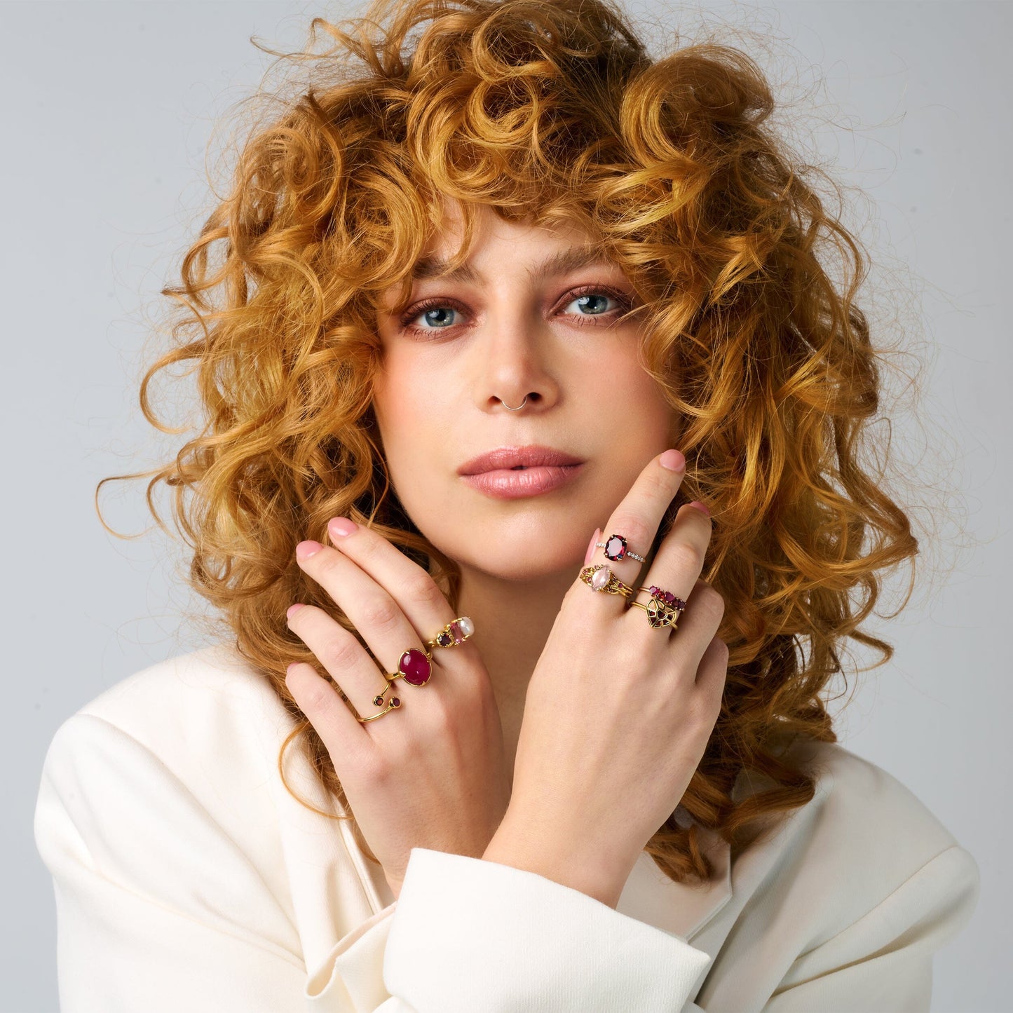 Garnet Fidget Ring - Heart in Motion - yellow gold lifestyle