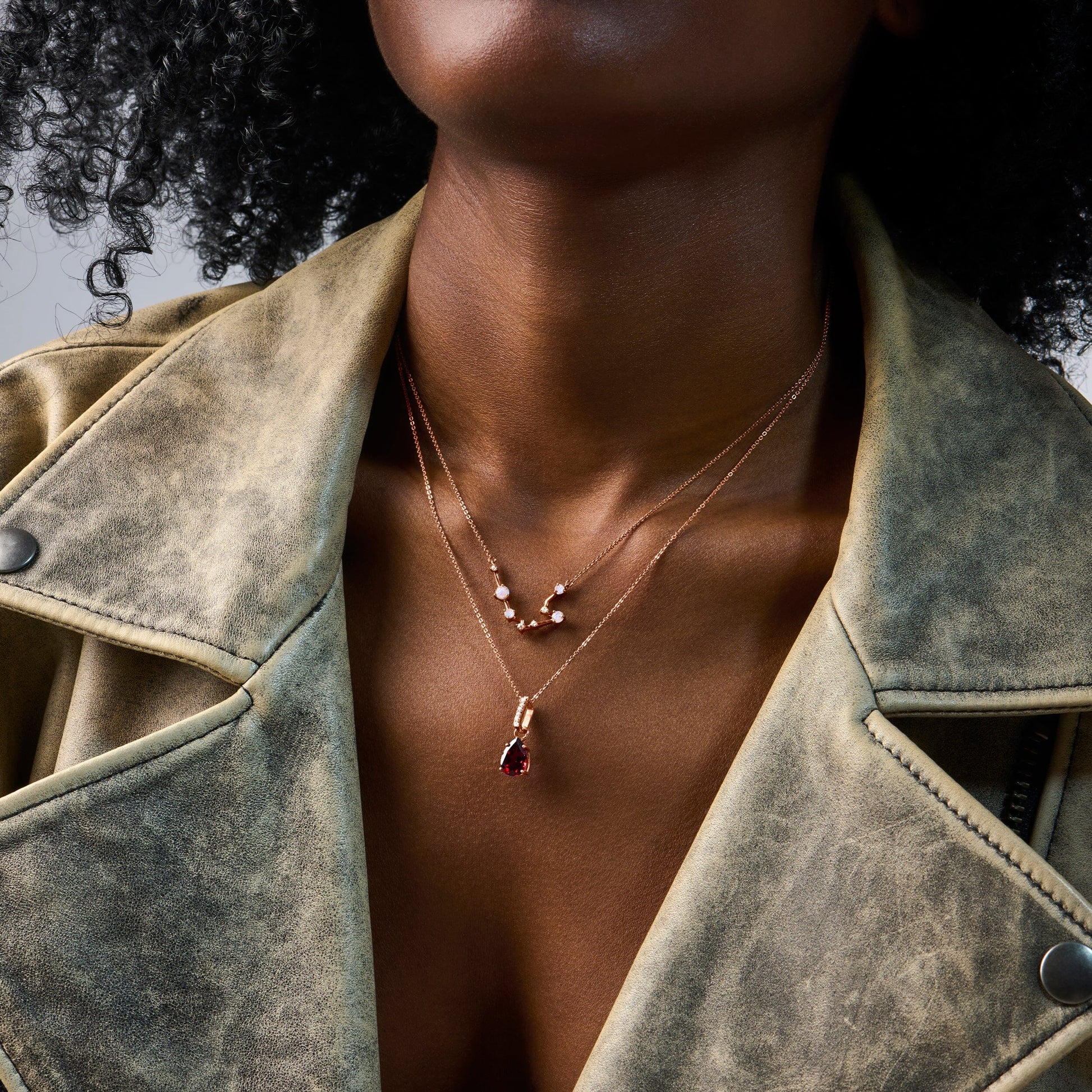 Garnet Necklace Sway - January Birthstone - rose gold lifestyle