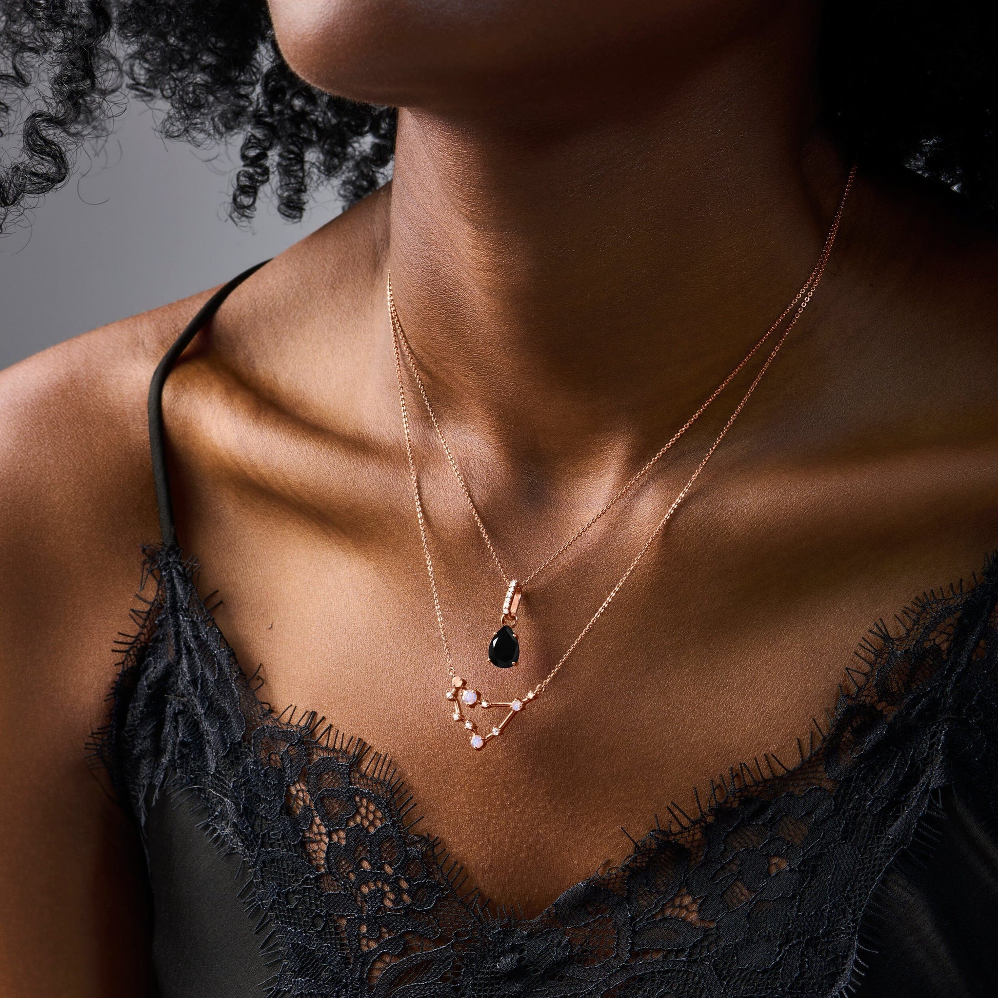 Black Onyx Necklace Sway - lifestyle rose gold