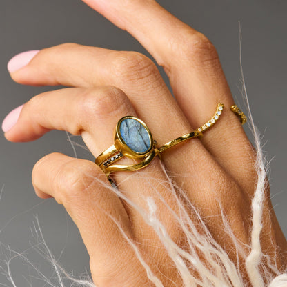 Enfolded Labradorite & Waves Rings - gold video still