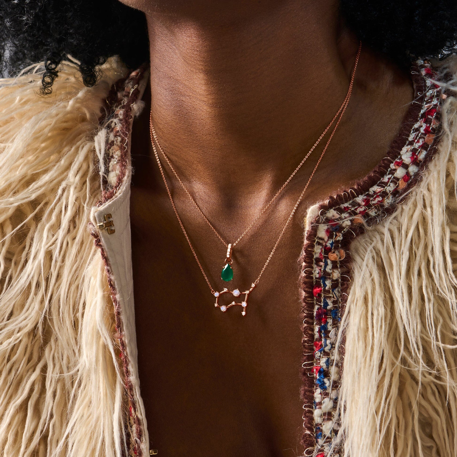 Green Onyx Necklace Sway - rose gold model