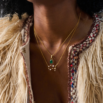 Green Onyx Necklace Sway - yellow gold model