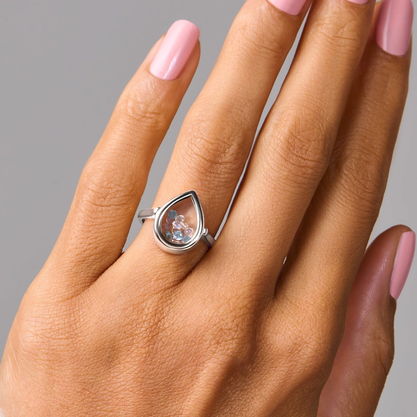 Moonstone Aquamarine Ring - Gem Glide - sterling silver on hand