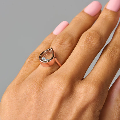 Moonstone Aquamarine Ring - Gem Glide - rose gold worn