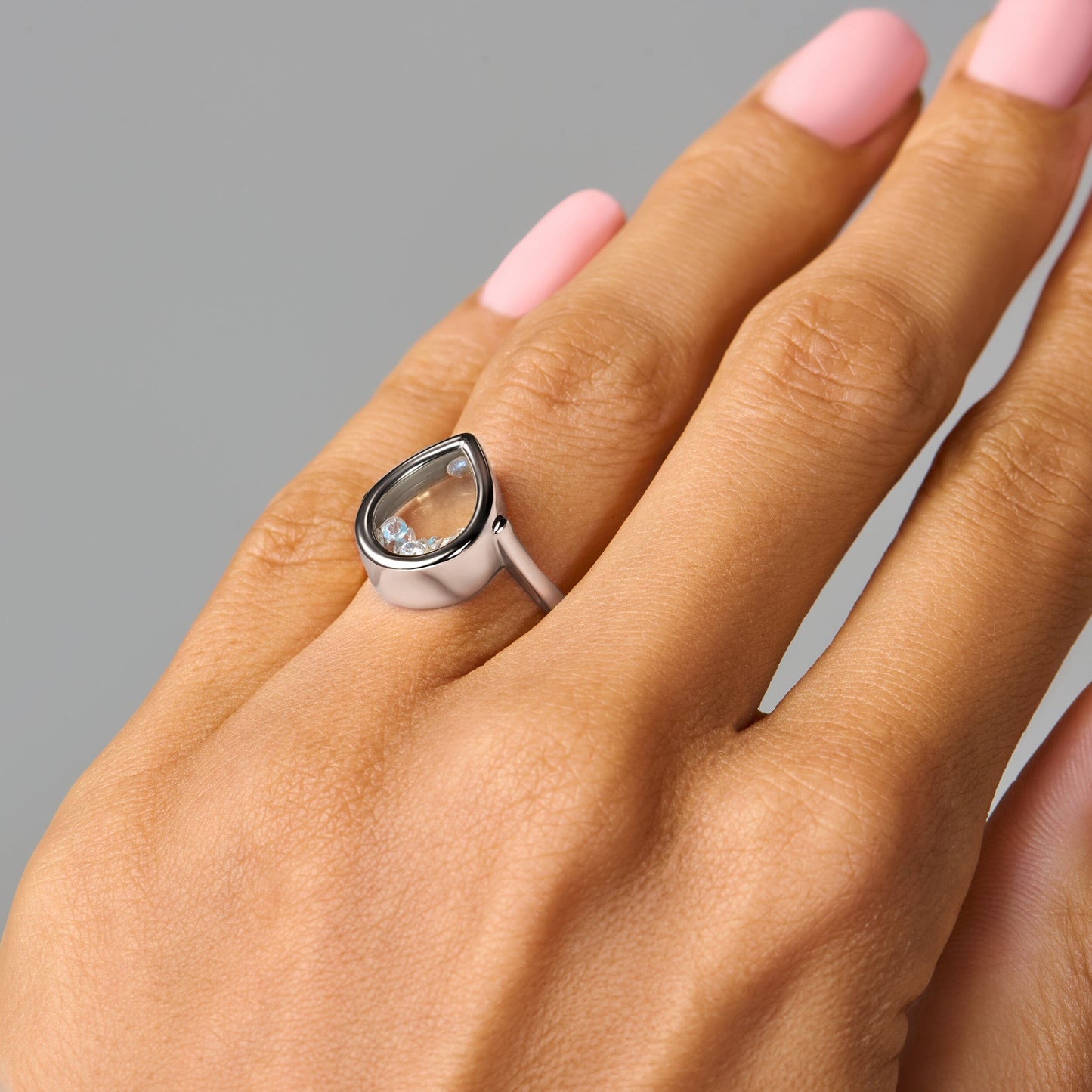 Moonstone Aquamarine Ring - Gem Glide - sterling silver worn