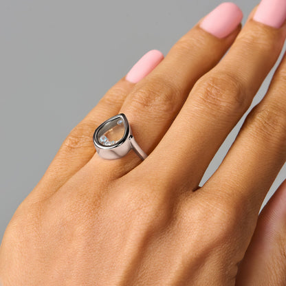 Moonstone Aquamarine Ring - Gem Glide - sterling silver worn