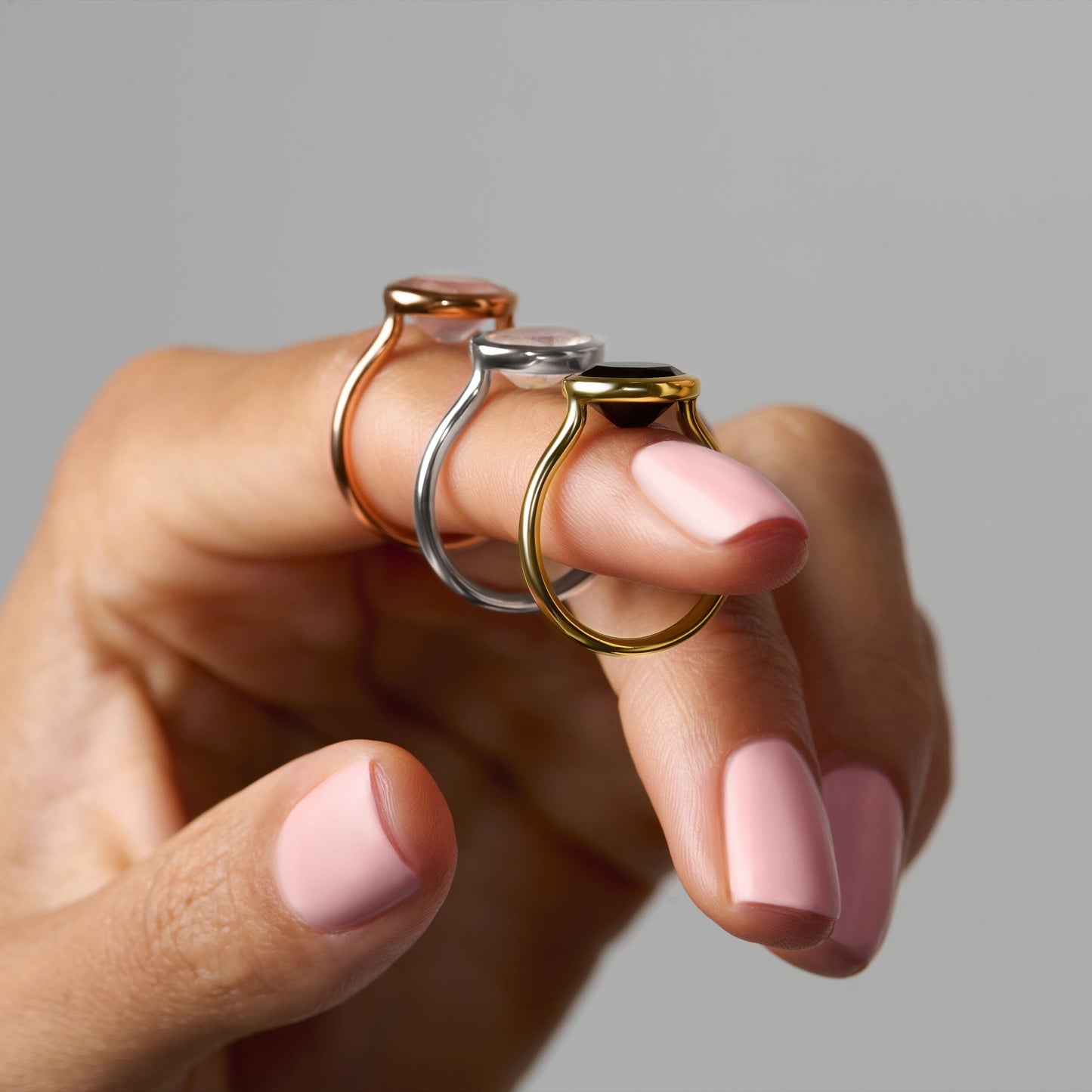 Moonstone Ring - Skin-Touch - stack all