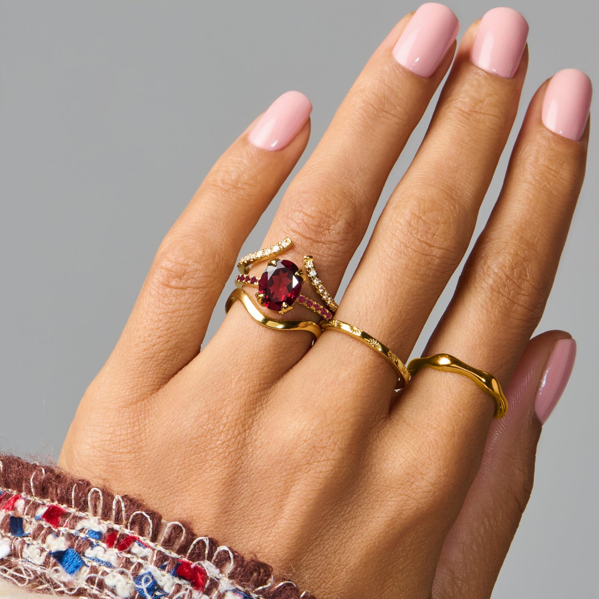 Harlow Waves stack yellow gold styled