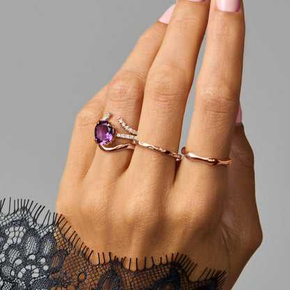 Amethyst Ring - Harlow - stacked rose gold