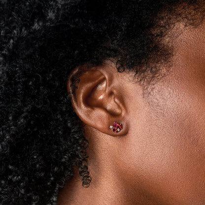 Orion earrings rose gold on ear