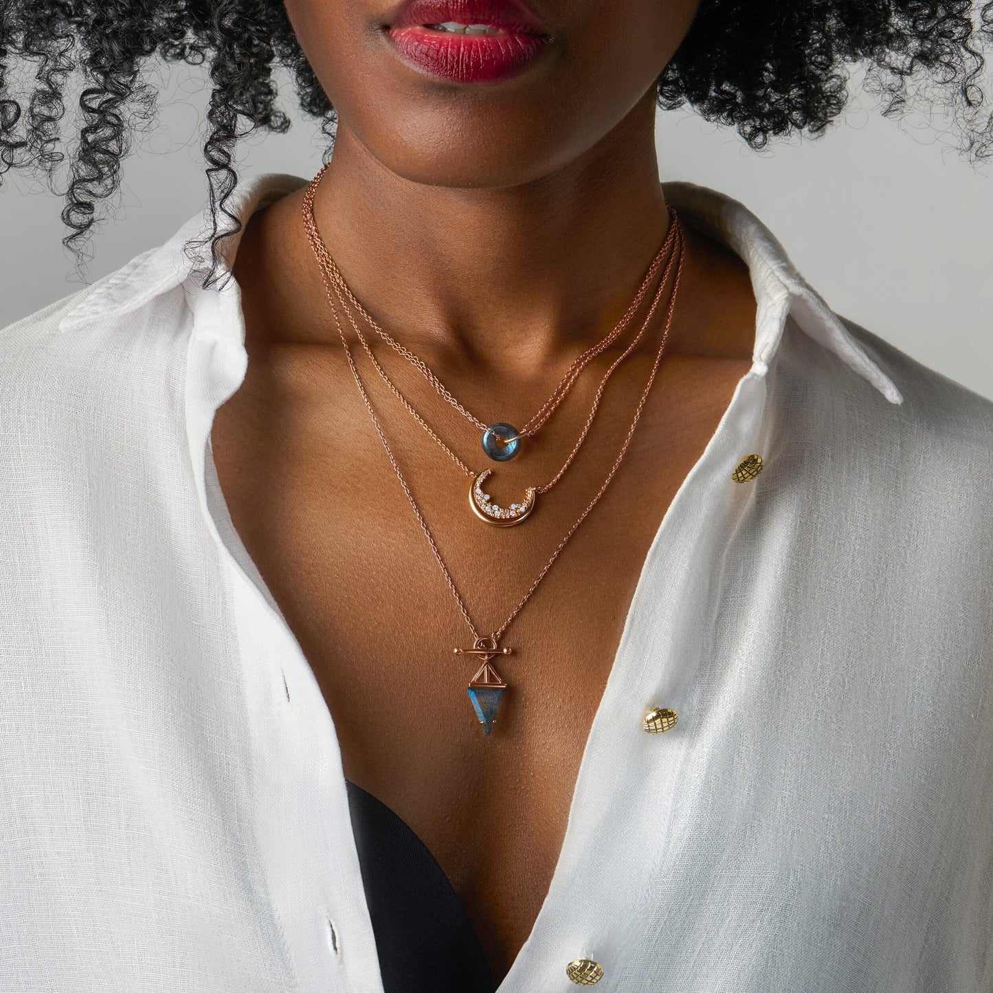 Trio of Light and Shadow Set rose gold worn 2