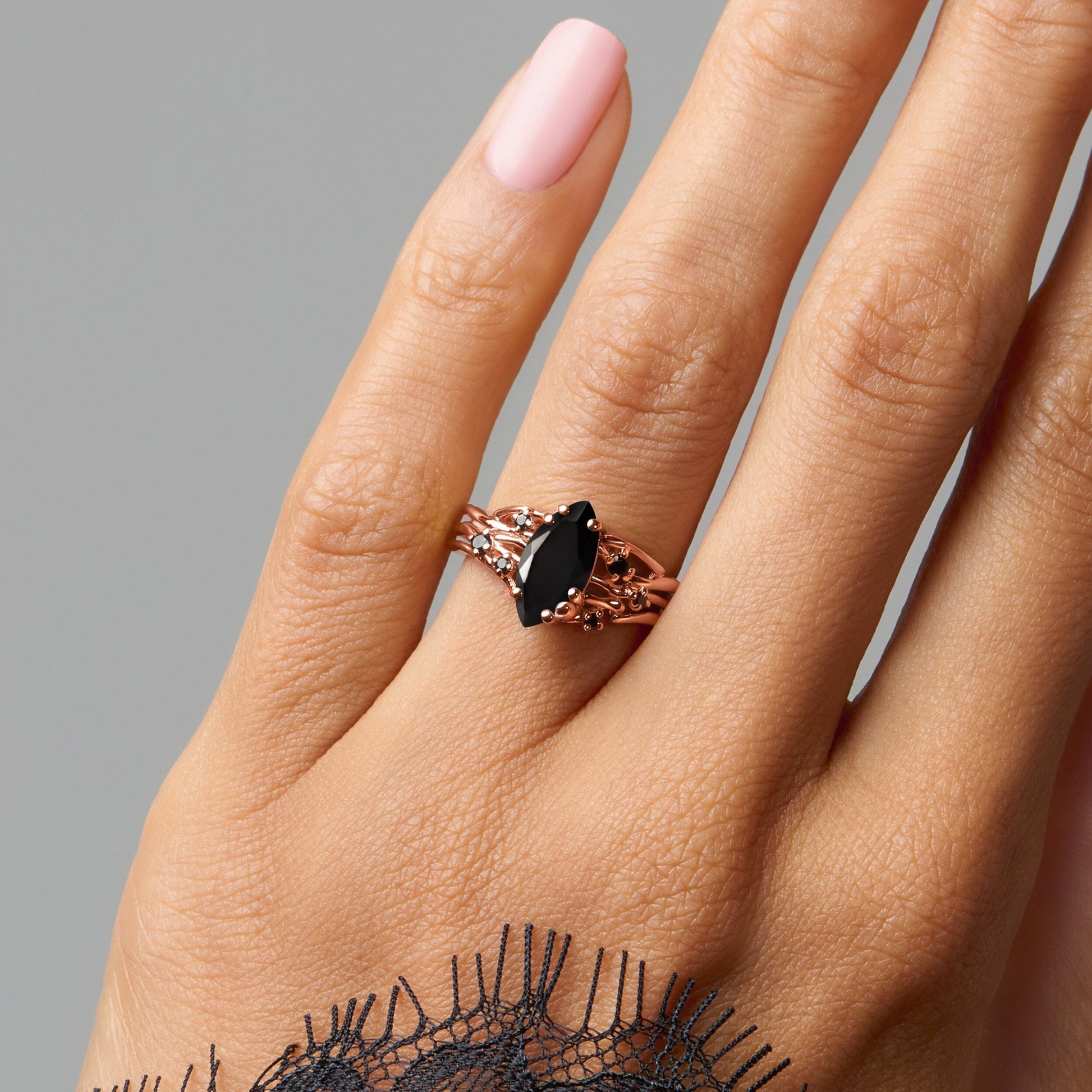 Black Obsidian Black Spinel Ring - Radiance - TS-SEPT-POM-RADIANCE-BOB.RG