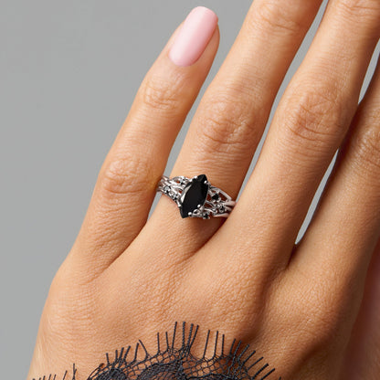 Black Obsidian Black Spinel Ring - Radiance - TS-SEPT-POM-RADIANCE-BOB.SIL