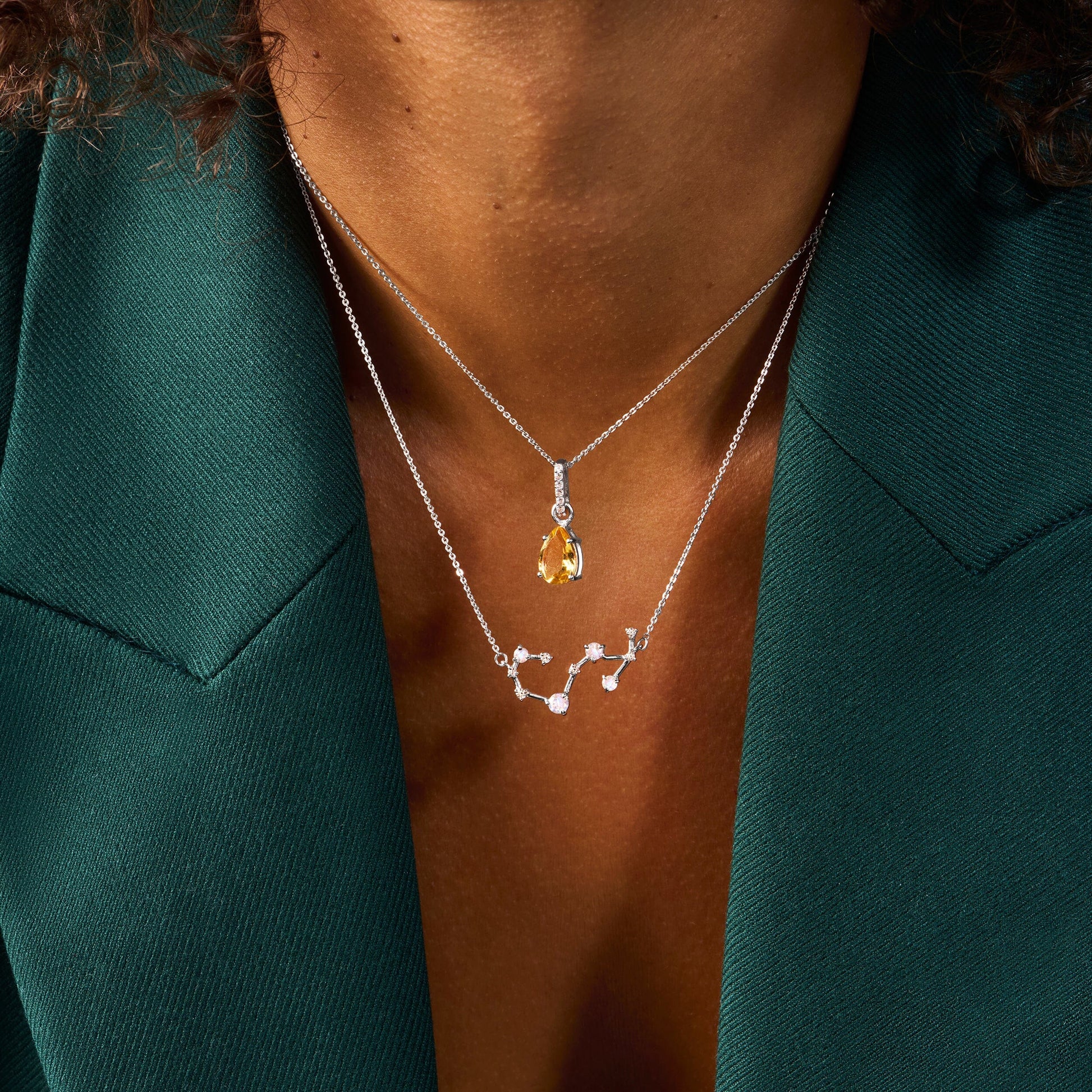 Citrine Necklace Sway - silver model