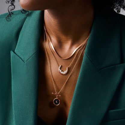 Black Obsidian T-Lock Necklace - Dream rose gold layered
