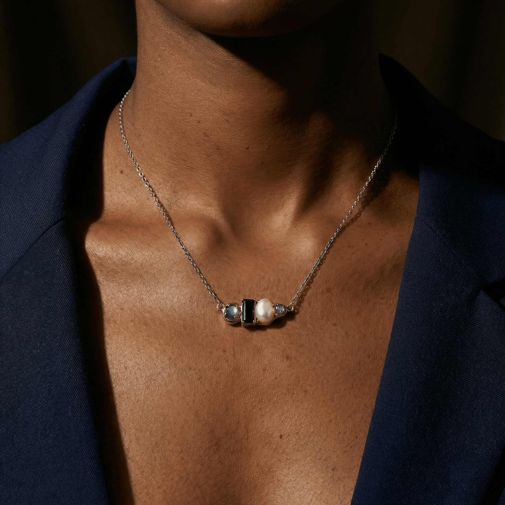 Black Obsidian Pearl Necklace - Treasure