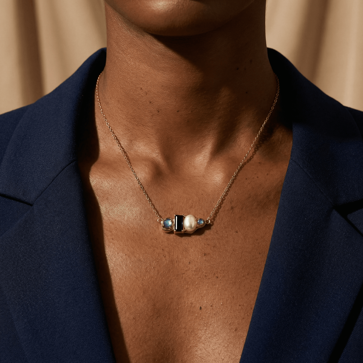 Black Obsidian Pearl Necklace - Treasure