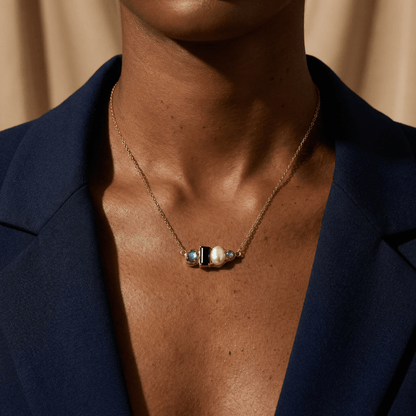 Black Obsidian Pearl Necklace - Treasure