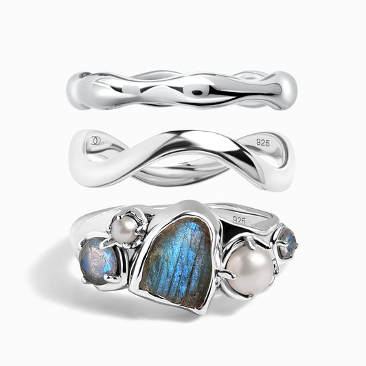 Labradorite Heirloom Magma Waves Rings silver