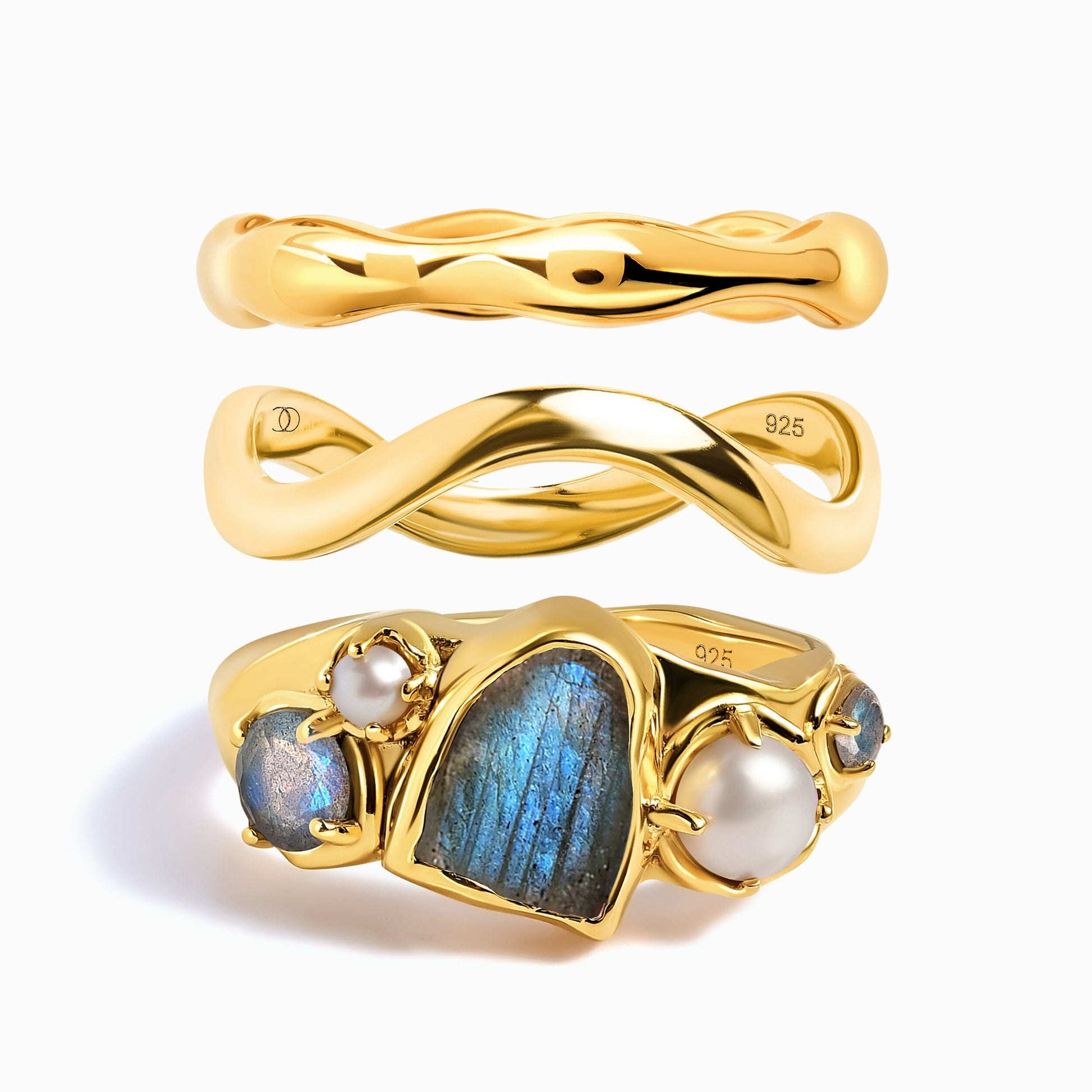 Labradorite Heirloom Magma Waves Rings gold