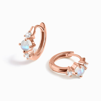Moonstone Earrings - Loveliness Hoops - rose gold vermeil