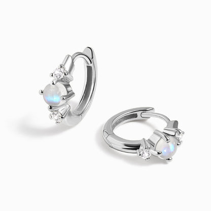 Moonstone Earrings - Loveliness Hoops - sterling silver