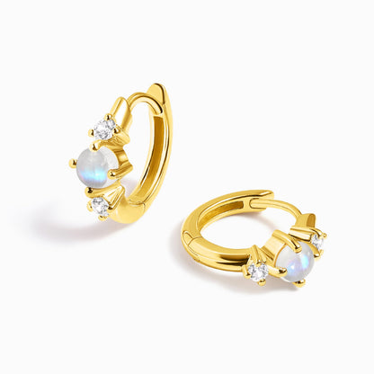 Moonstone Earrings - Loveliness Hoops - yellow gold vermeil