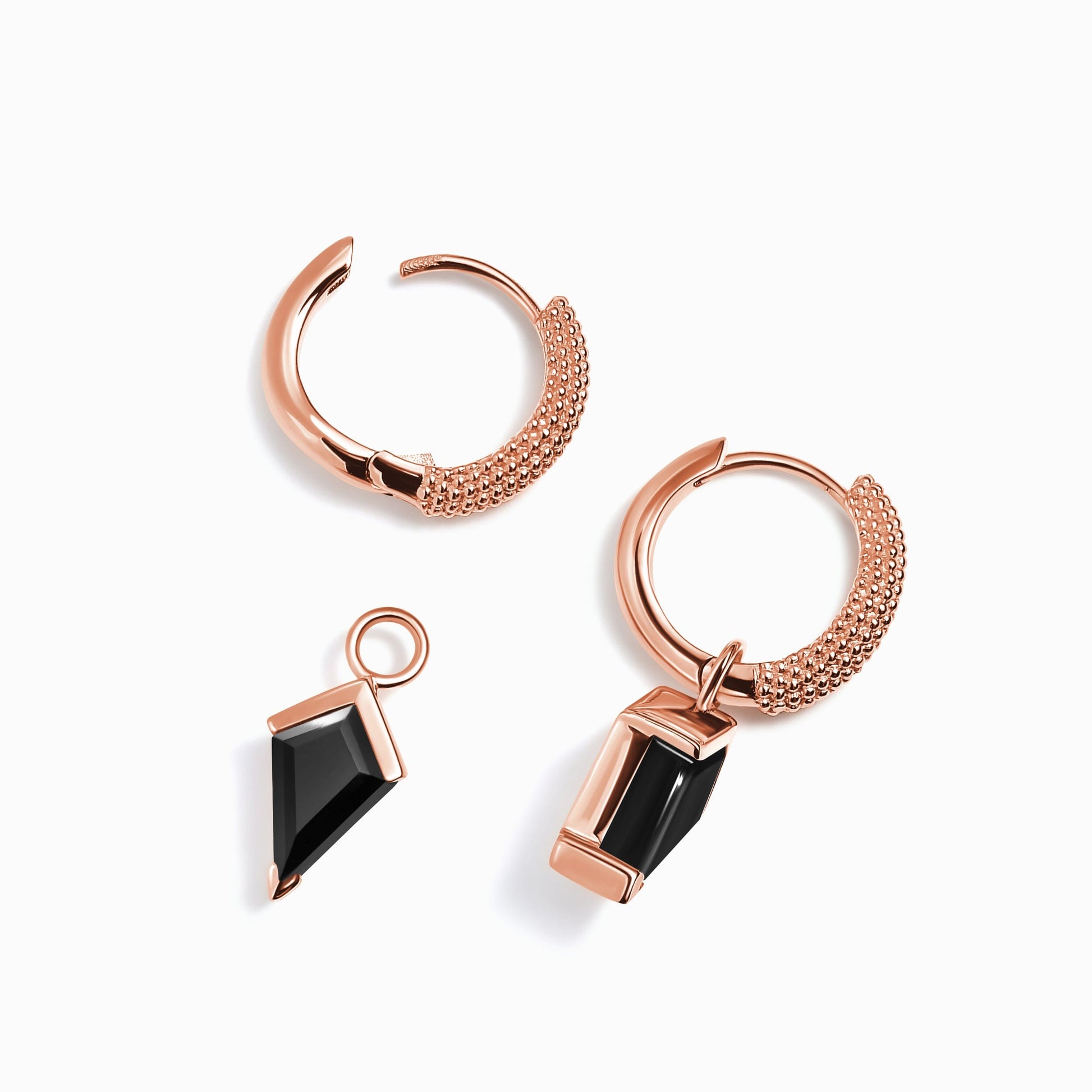 Black Obsidian Earrings - Heroine Hoops