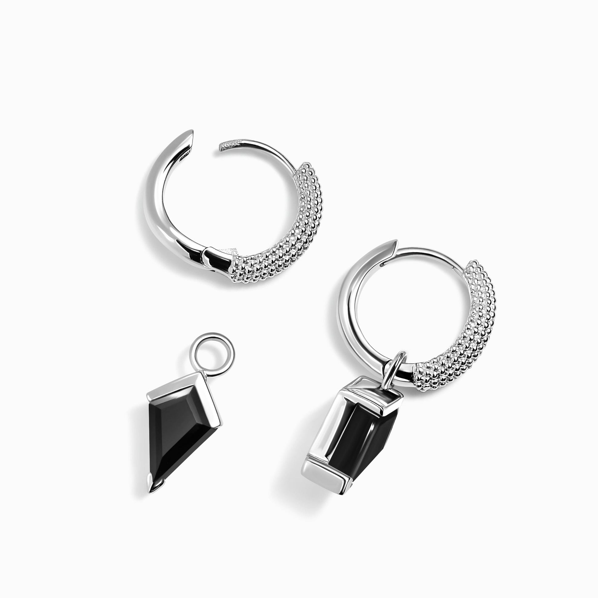 Black Obsidian Earrings - Heroine Hoops