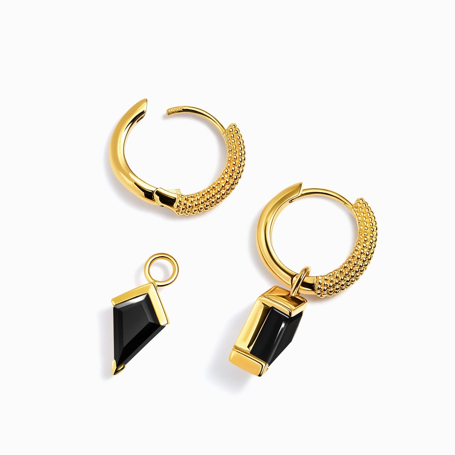 Black Obsidian Earrings - Heroine Hoops