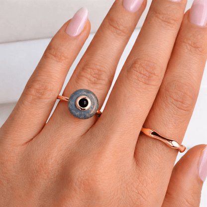 Labradorite Black Spinel Fidget Ring - Ora - WR-DONUT-2-LAB-RG