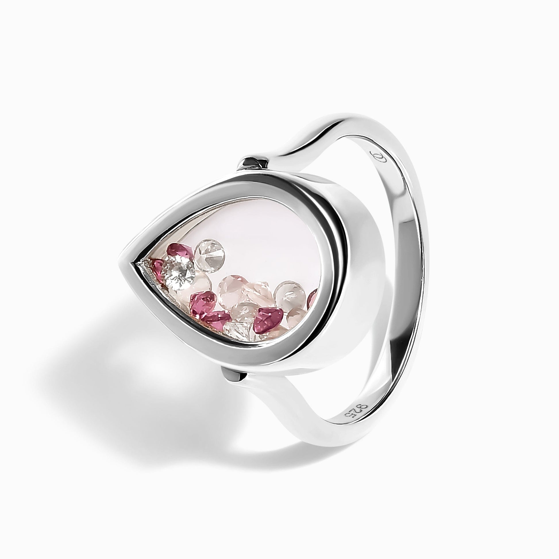 Rose Quartz Rhodolite Ring - Gem Glide - silver on hand