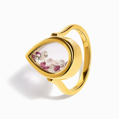 Rose Quartz Rhodolite Ring - Gem Glide - yellow gold on hand