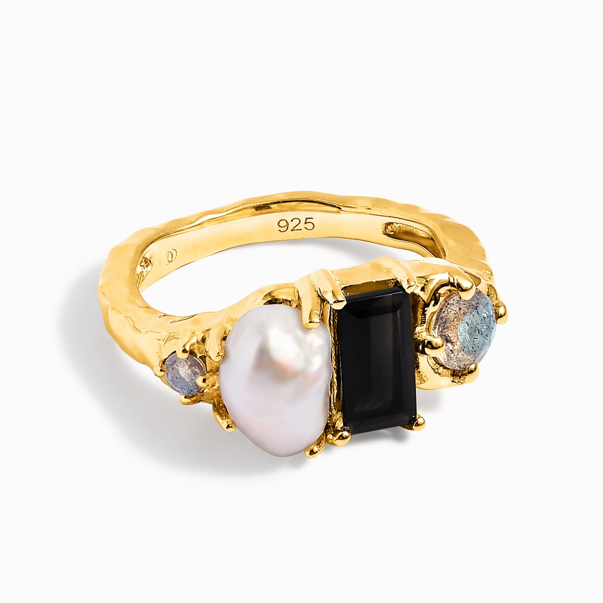 Black Obsidian Treasure & Magma Rings - gold detail