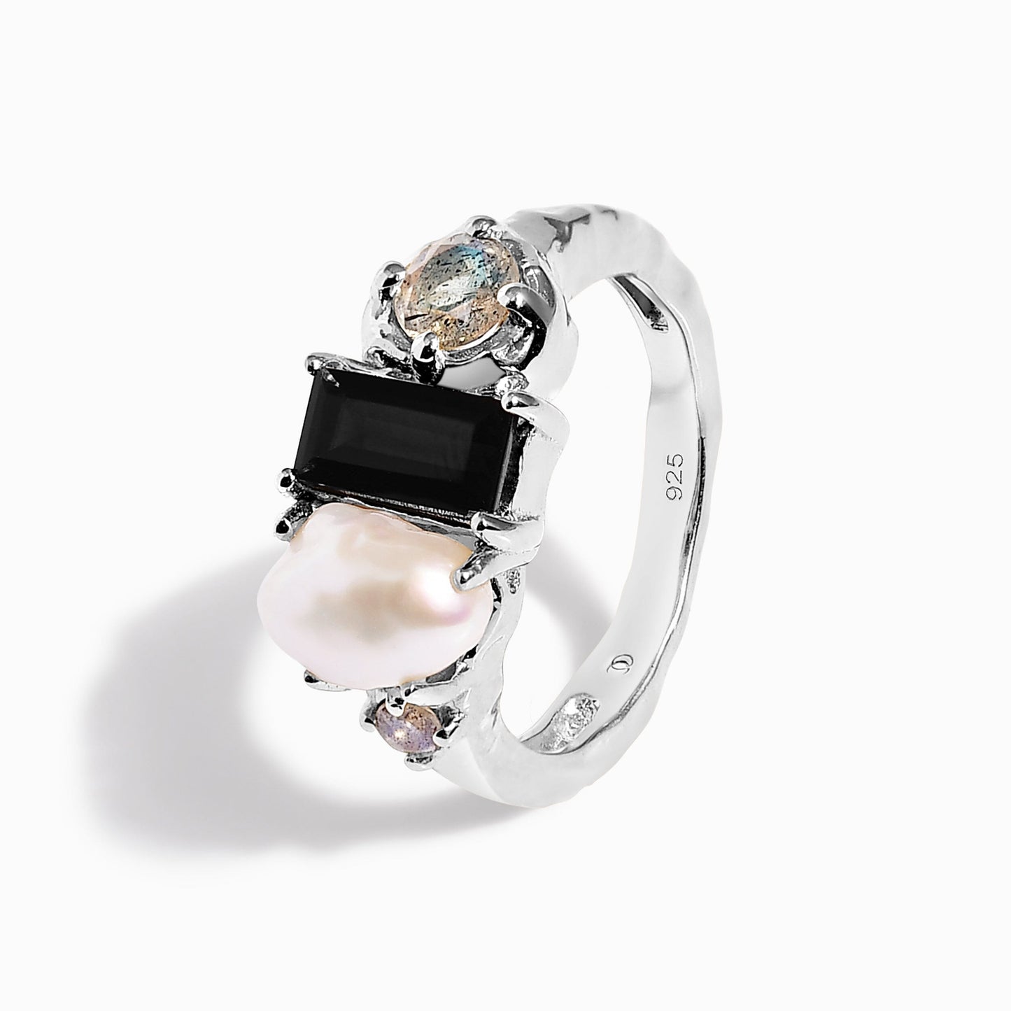 Black Obsidian Pearl Ring - Treasure - sterling silver studio 2