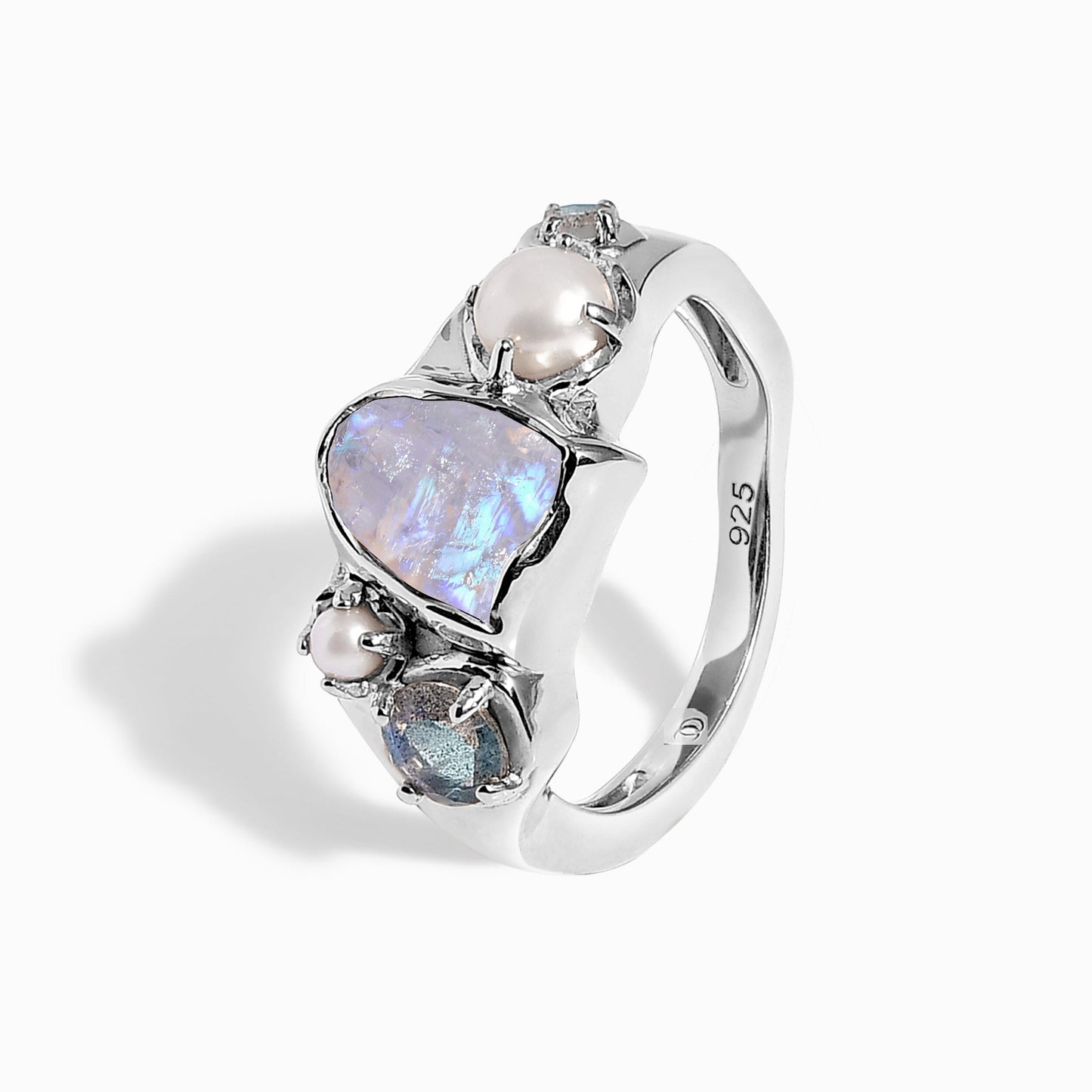 Moonstone Pearl Ring - Heirloom - WR-PEAR-17_2_MS_SIL