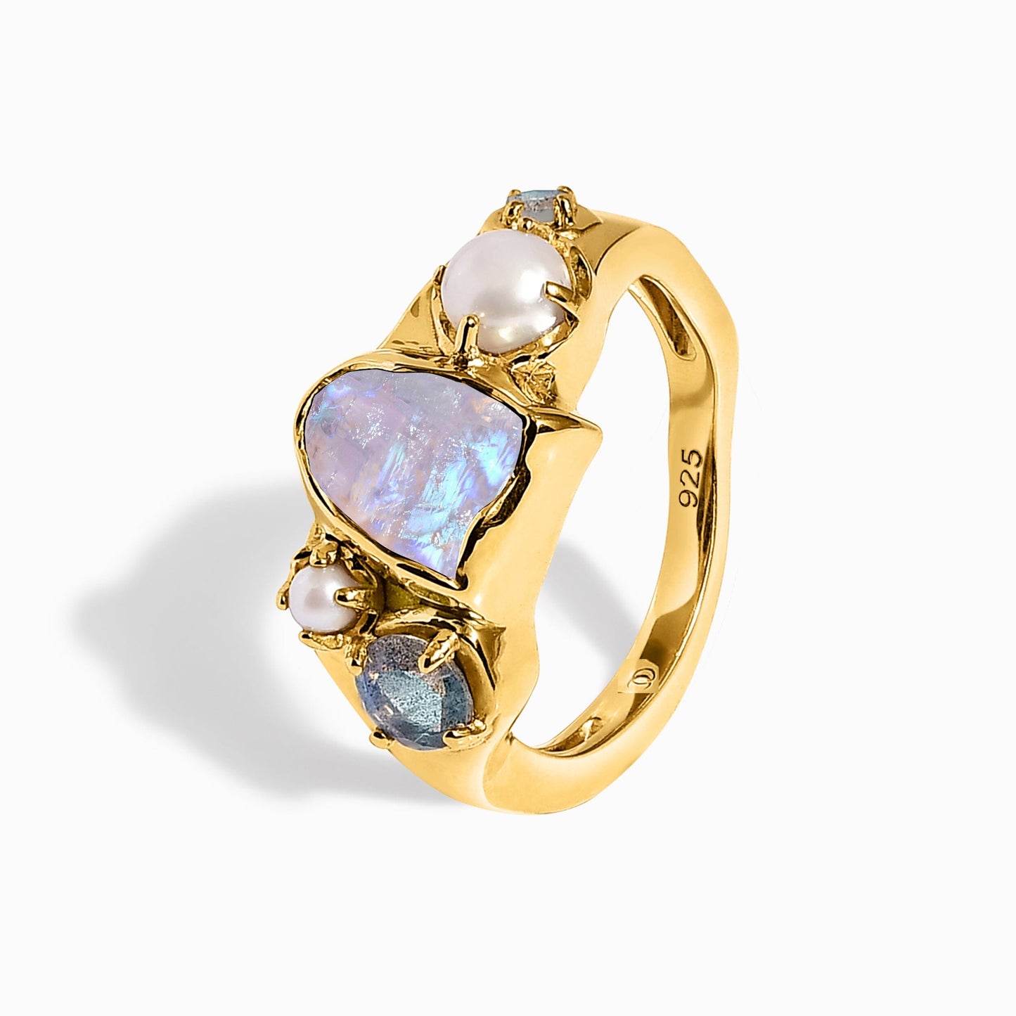 Moonstone Pearl Ring - Heirloom - WR-PEAR-17_2_MS_YG