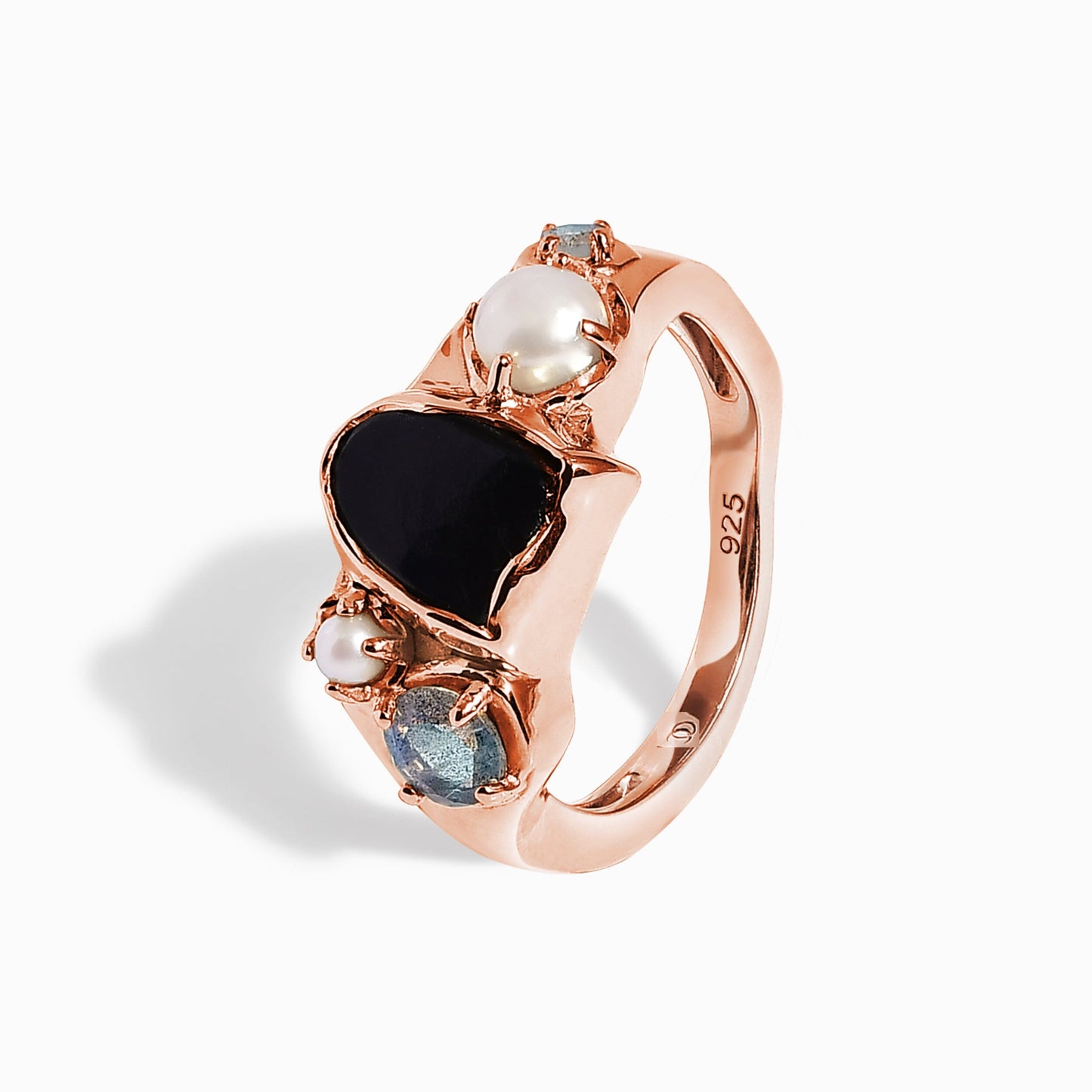 Black Obsidian Heirloom ring - rose gold